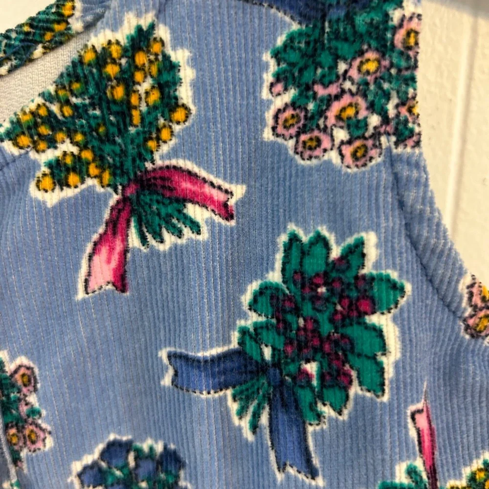 Vintage Carters Toddler Girls 3T Blue‎ Floral Corduroy Jumper Dress Pockets 5451